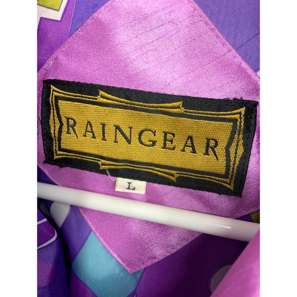 Vintage 80s 90s Raingear Purple Rain Jacket Coat Front Zip with Pockets Size L - Picture 4 of 8